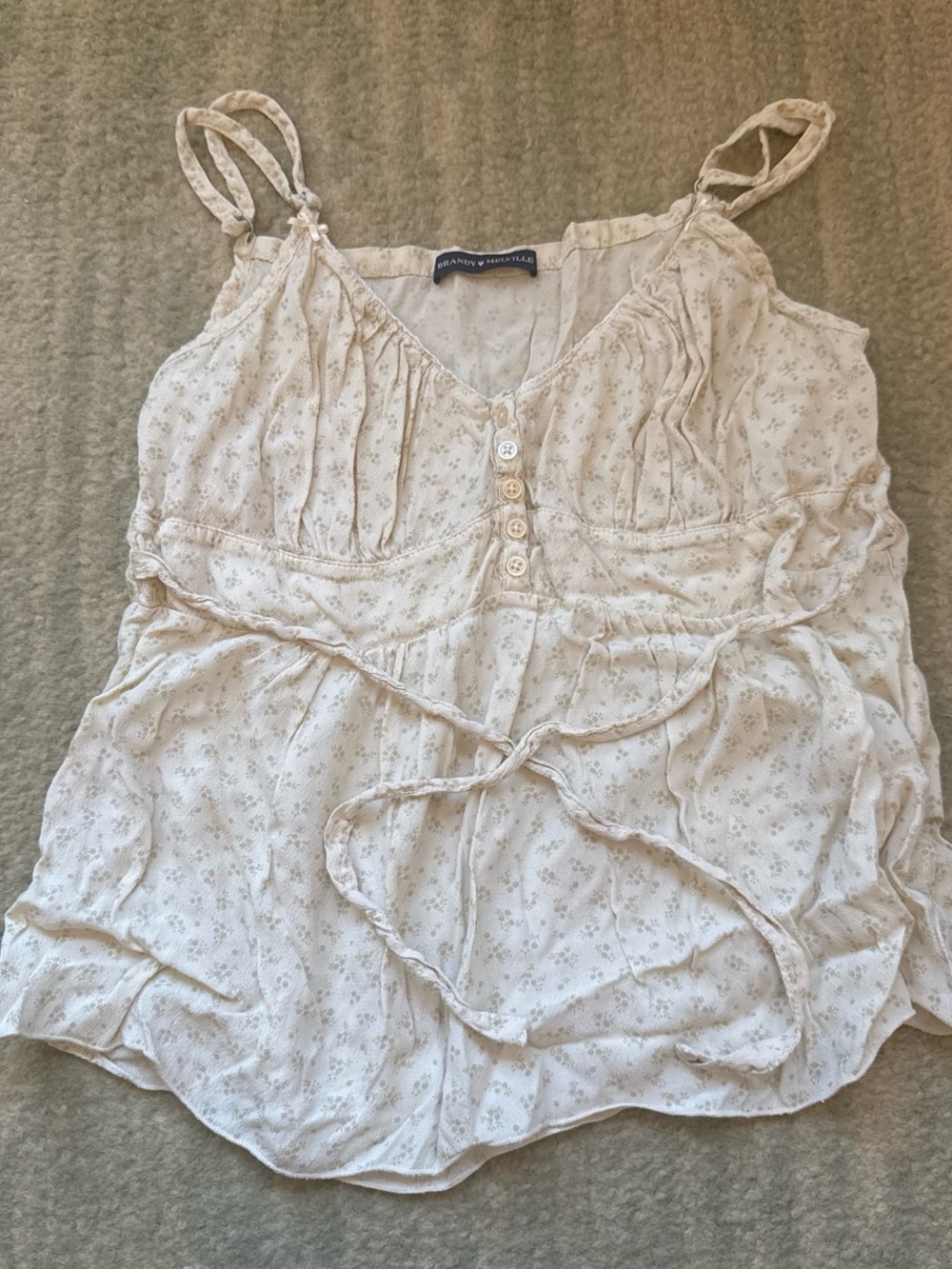 Brandy Melville cream & white floral blouse